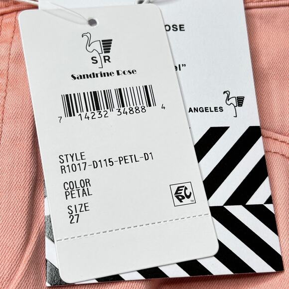 Sandrine Rose High Rise Flare Pull On Denim Jeans Stretch Pink 27 NWT Bohemian - Picture 8 of 9